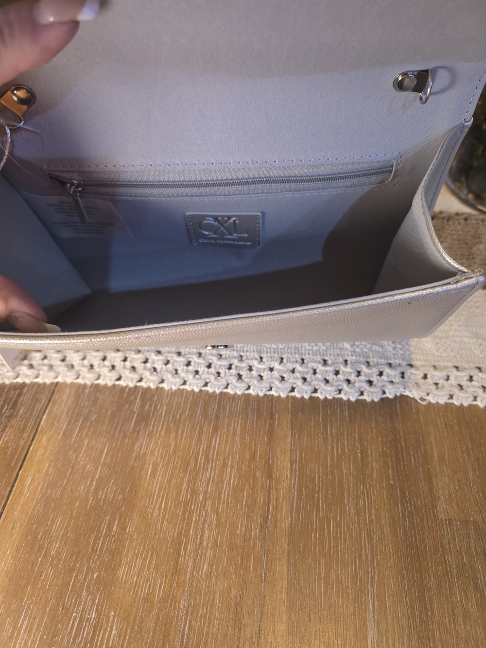 NWT Christian Lacroix Silver Glam Caviar Clutch Chain Strap Purse - Picture 3 of 3